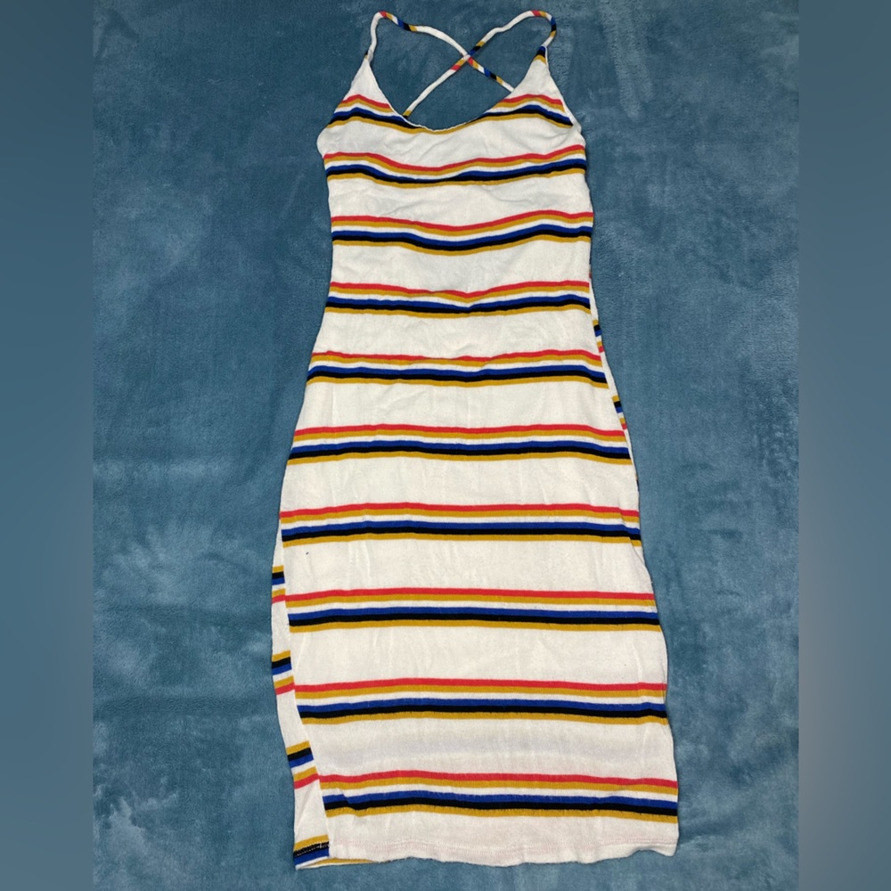 Stripped cross crossed back summer dress